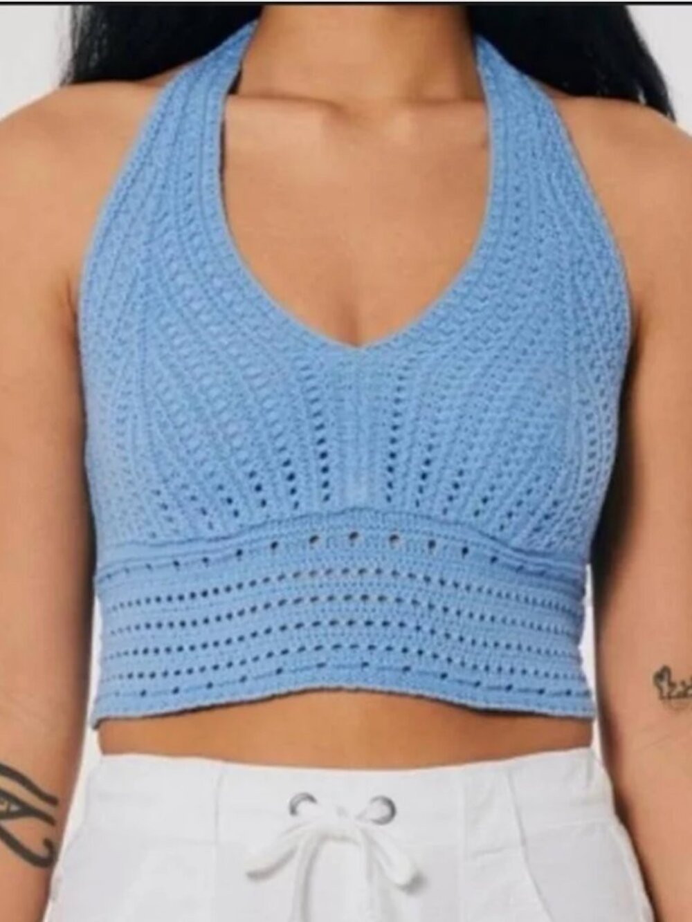 Hollister Baby Blue Crochet Halter